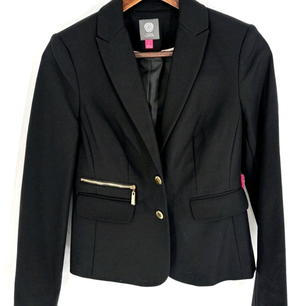 Womens Vince Camuto Black Statement Blazer, Work Professional Size 8